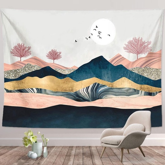 Aesthetic Mountain Sunset Wall Hanging Tapestry - Picture 2 of 4